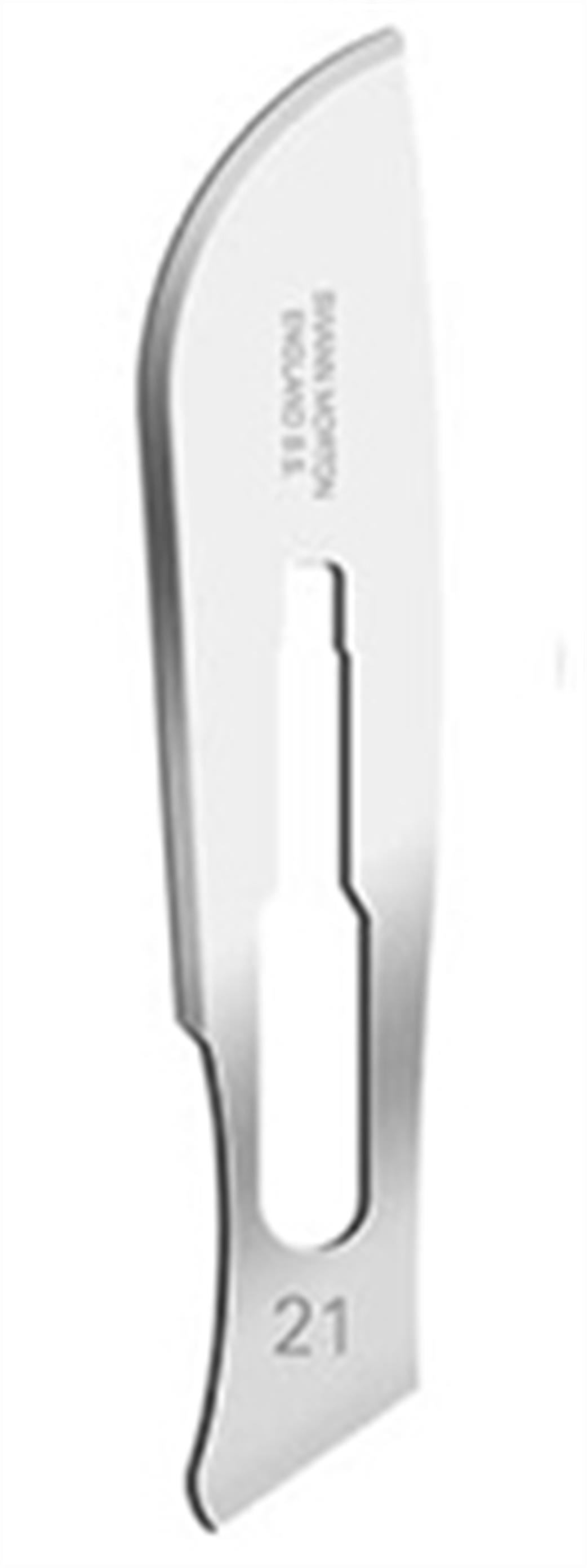 Swann Morton  0107 Number 21 Curved Scalpel Blade Pack of 5 Blades for No.4 Handle