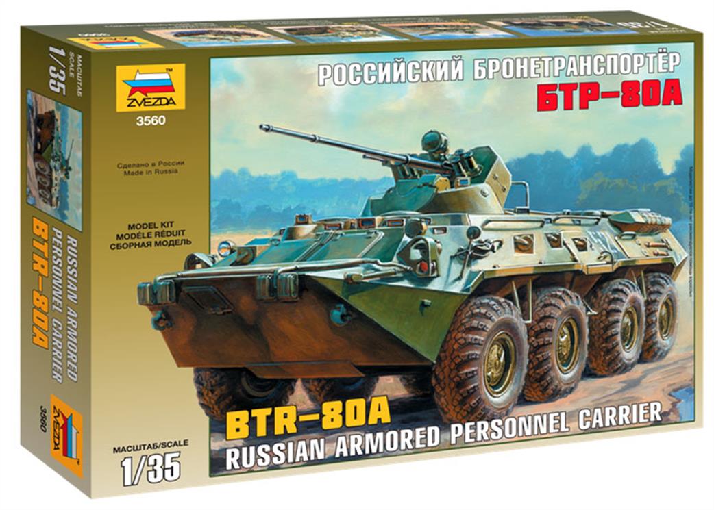 Zvezda 3560 Russian Armoured Personnel Carrier BTR-80A 1/35