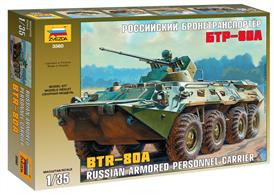 Zvezda 1/35 Russian Armoured Personnel Carrier BTR-80A - 3560Dimensions - Length 210mmThe kit comes with illustrated assembly instructionsGlue and paints are required