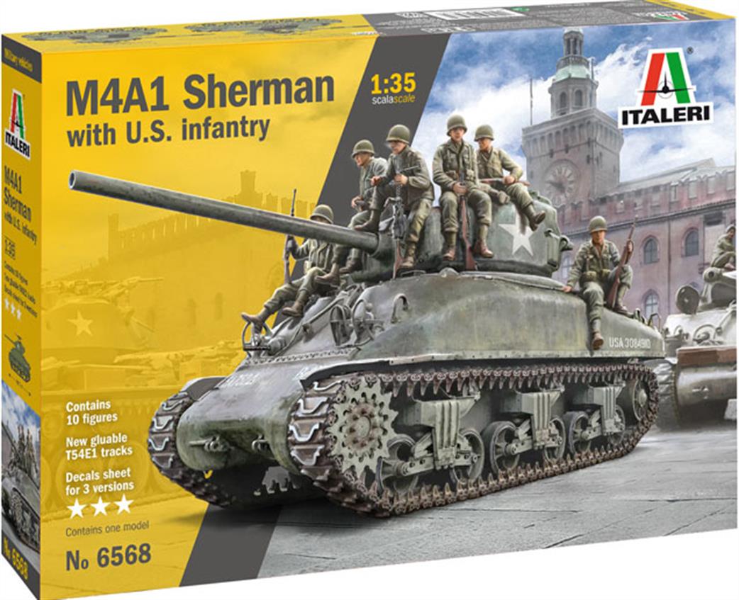 Italeri 1/35 6568 U.S Sherman M4A1 with US Infantry Figures