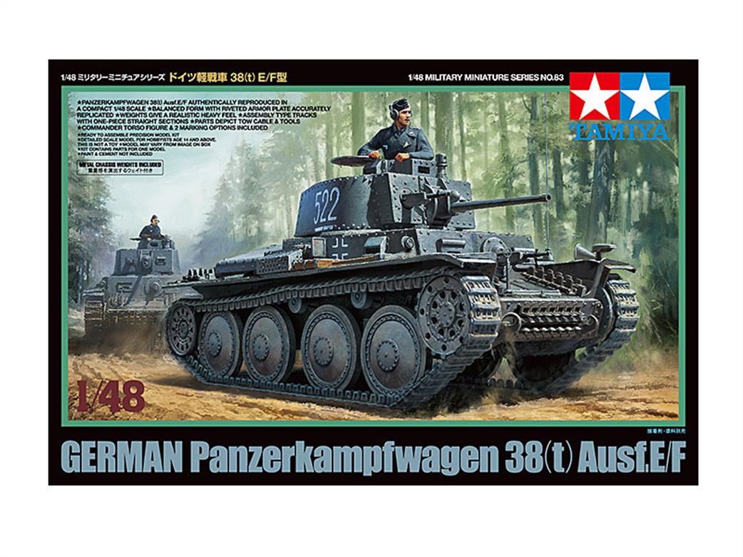 Tamiya 1/48 32583 German Panzer 38(t) Ausf E/F Tank Kit