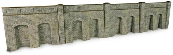 Metcalfe OO Retaining Wall - Stone Style - Card Kit PO245A realistic and sturdy-looking wall with recessed lower sections, ideal for embankments and cuttings.Each section has the following dimensions: Height to beginning of parapet 85mm Height to top 103mm Length 132mm Depth (max. at bottom) 16mm There are 4 wall sections per kit - overall length 528mm