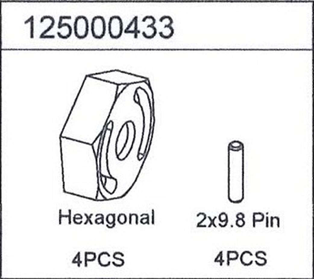 Ansmann 1/10 125000433 Wheel Hex w/Pin (4) for X/XT, Mad Rat, Macnum, SC4