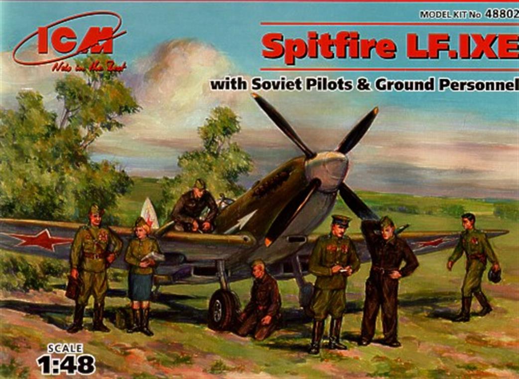 ICM 1/48 48802 Supermarine Spitfire LF.IXE With Soviet Ground Crew and Pilots