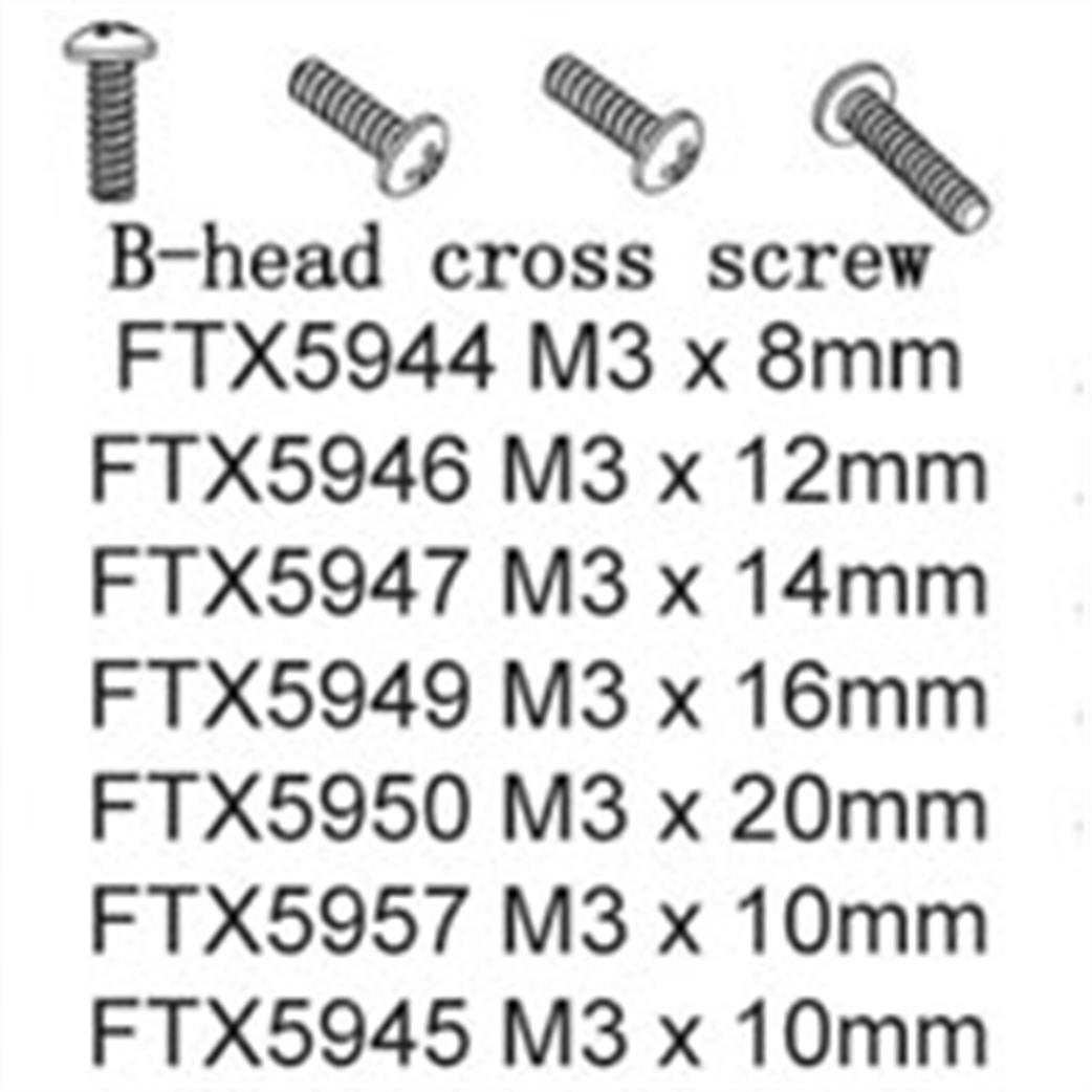 FTX  FTX5957 Button Head 3x10mm Screws (12)