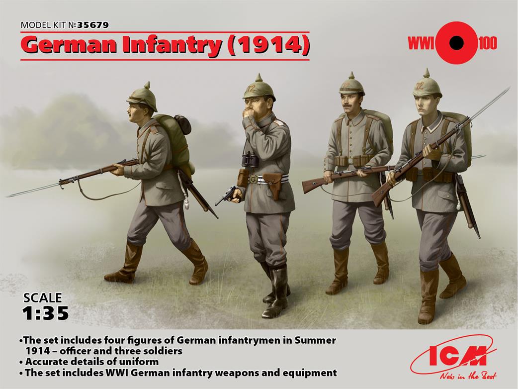 ICM 1/35 35679 German Infantry WW1 1914 4 Piece Figure Set