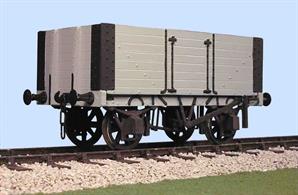 A detailed model kit building a Gloucester RCW 7 plank height wagon built to the RCH 1887 specifications. This kit has fixed ends and side doors, typical of the type used by local coal merchants who did not need an end door. The 7 plank body would contain 12 tons of coal and featured continuous or solid top planks, making the body much stronger. These wagons were usually painted in attractive advertising liveries with their owners names and business.Supplied complete with wheels, 3 link couplings and sprung buffers.