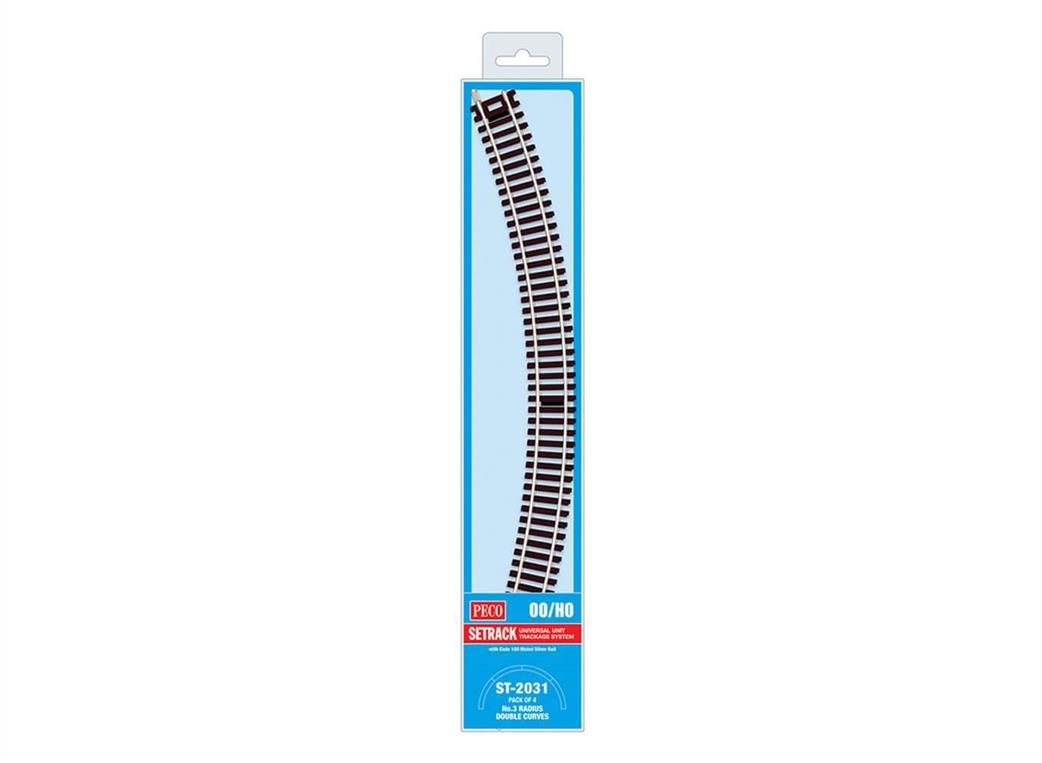 Peco OO ST-2031 Pack of 4 ST-231 3rd Radius Double Curves