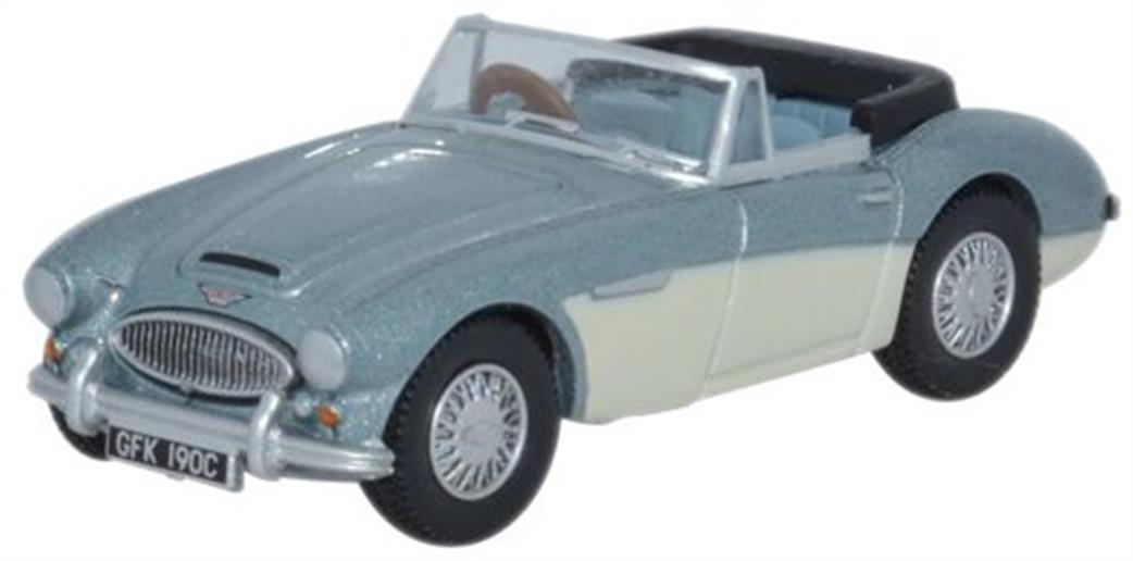 Oxford Diecast 1/76 76AH3001 Austin Healey 3000 Blue & Ivory Sports Car Model
