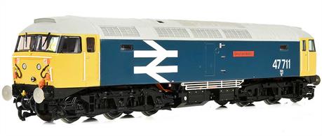 Highly detailed new model of the Brush/BR class 47 diesel locomotives, built from 1962 as British Rails' standard general purpose diesel locomotive type. 512 locomotives were constructed and almost 50 are still registered for service today. Bachmann designed a completely new class 47 model during 2020/21 incorporating an extraordinary level of locomotive-specific detailing, allowing almost any of the class to be modelled at any time period, complete with changes to external fittings, visible modifications and accident repairs.This model is finished as class 47/7 locomotive 47711 Greyfriars Bobby, one of the pull-push fitted locomotives for the Glasgow-Edinburgh shuttle service.