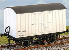 This kit builds a model of the batch of 75 insulated vans built by the Southern Railway in 1931 under diagram 1477. These vans were insulated only, built using the body design of the small batch of refrigerated vans built in 1928, but without the ice bunkers and associated roof hatches.Insulated vans might be used for chilled meat (mostly imported) and banana traffic, when the fruit did not need to be ripened enroute. The carrying capacity was increased to 11 tons in the early 1940's. Examples lasted in traffic until the mid-1960s.Supplied with metal wheels and 3 link couplings.