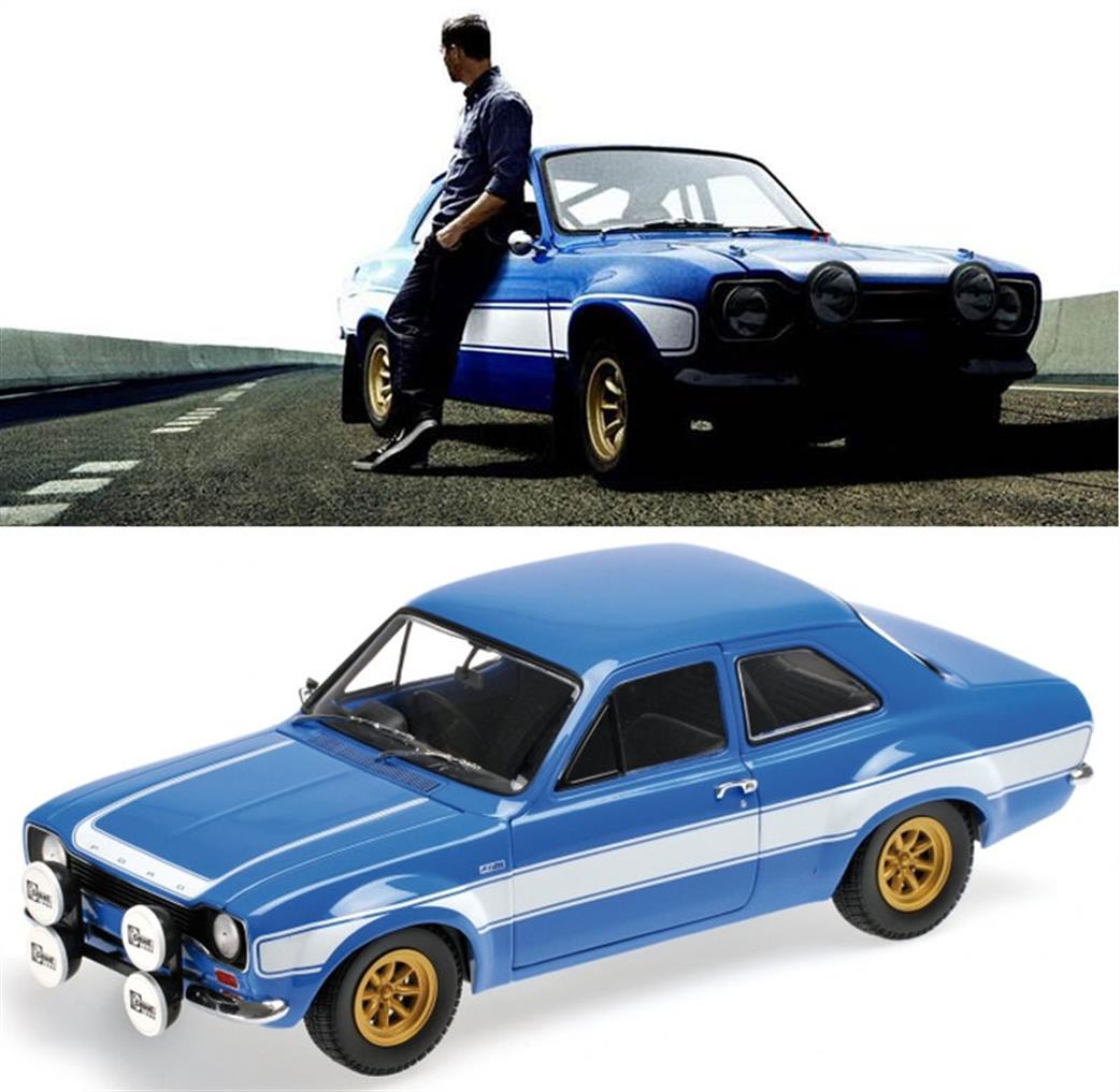 Minichamps 1/18 100 688102 Ford Escort MK.1 RS1600 FAV 1970 Blue with White Stripes same Car as in FAST & FURIOUS 6