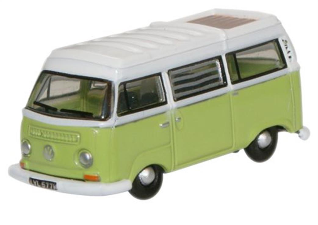 Oxford Diecast 1/148 NVW012 VW Bay Window Camper Lime Green White