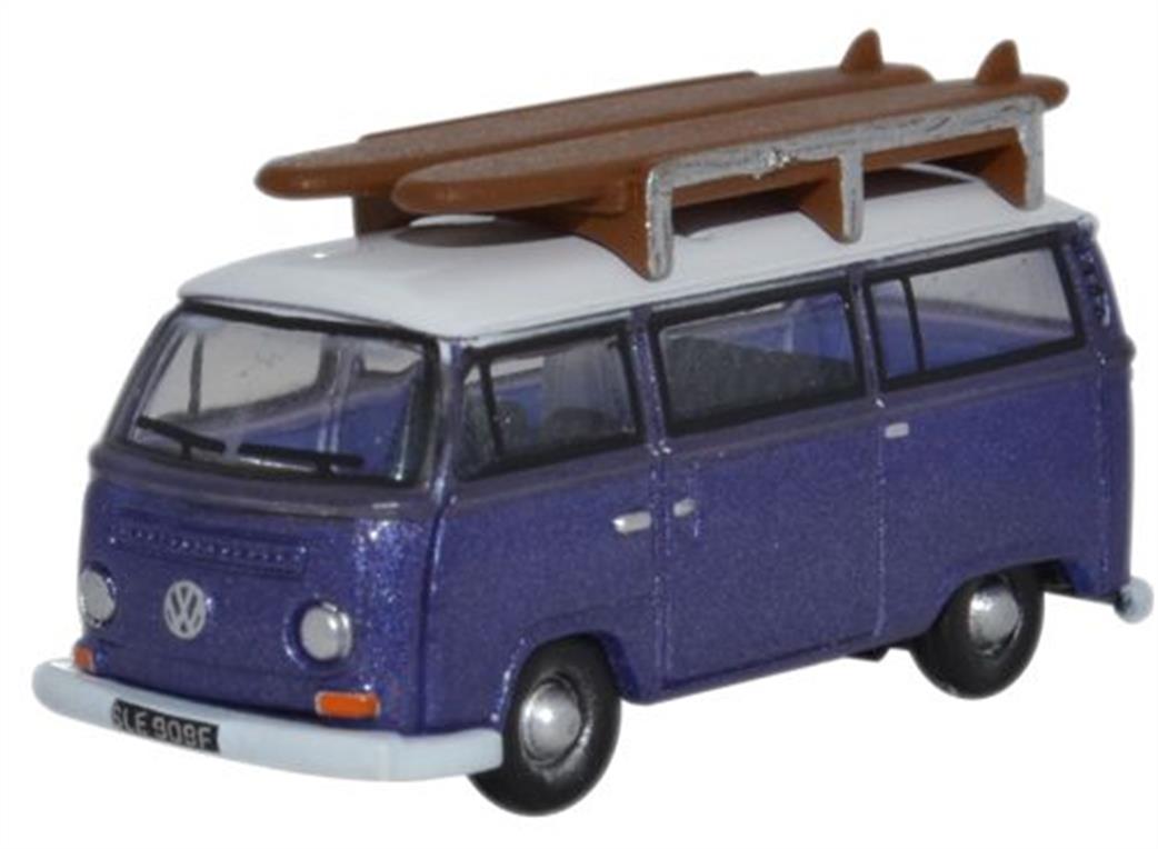 Oxford Diecast NVW015 VW Bay Window Bus Metallic Purple White 1/148