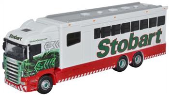 Oxford Diecast 1/76 Eddie Stobart Scania Highline Horsebox 76SHL02HBEddie Stobart Scania Highline HorseboxThis second release on the Scania Highline Horsebox reflects another activity from premier haulier Eddie Stobart, which is decorated in the company's distinctive red, green and white colour scheme. The near side of the vehicle carries the word Stobart only, whilst the offside is promoting the Stobart Polo Team graphics. The back doors are different again, featuring the website and Stobart Sport Polo Team lettering. The rear side windows are finished in tinted black with a satin finish to the window frames. The printing on the Scania tractor unit is exceptional, especially the cab front, which verges cleverly on the abstract in both design and the varying colour tints from deep green to a colour washed effect of paler green, grey and white. The girl's name is there too, this time named after Ivy, on the vehicle registered E19 OLO.