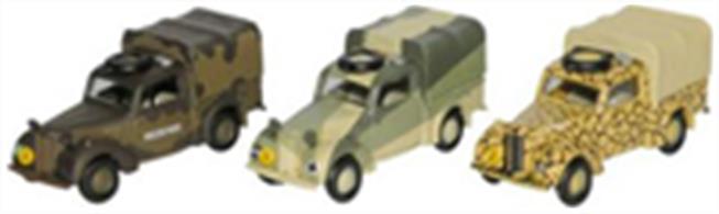 Oxford Diecast Three Austin Tilly Vans in Military Liveries1/76 Scale