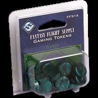 Contains 20 green plastic gaming tokens. Fantasy Flight Supply Gaming Tokens come in packs of twenty and are a perfect tool for any gamer’s collection. Made of attractive marbleized plastic, these tokens are stackable and easy to store. 14mm diameter, 4mm thickness.