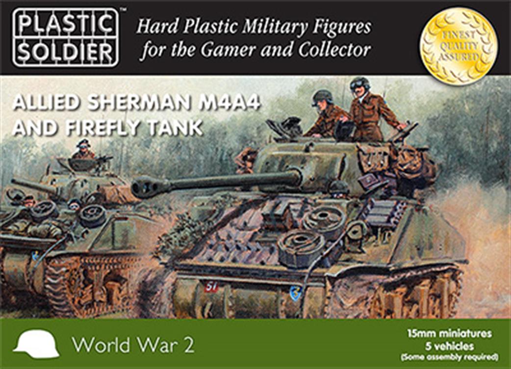 Plastic Soldier 15mm WW2V15011 Allied Sherman M4A4 / Firefly Tank Kit Triple Pack