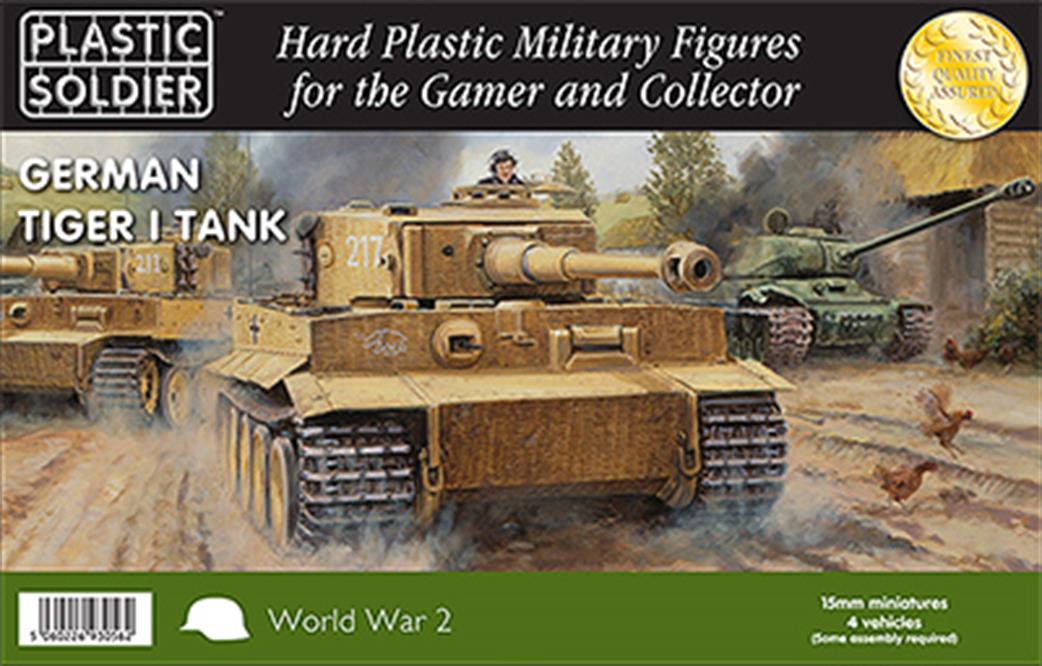 Plastic Soldier WW2V15017 German Tiger 1 Tank 4 Easy Assemble Kits With Crew Figures 15mm