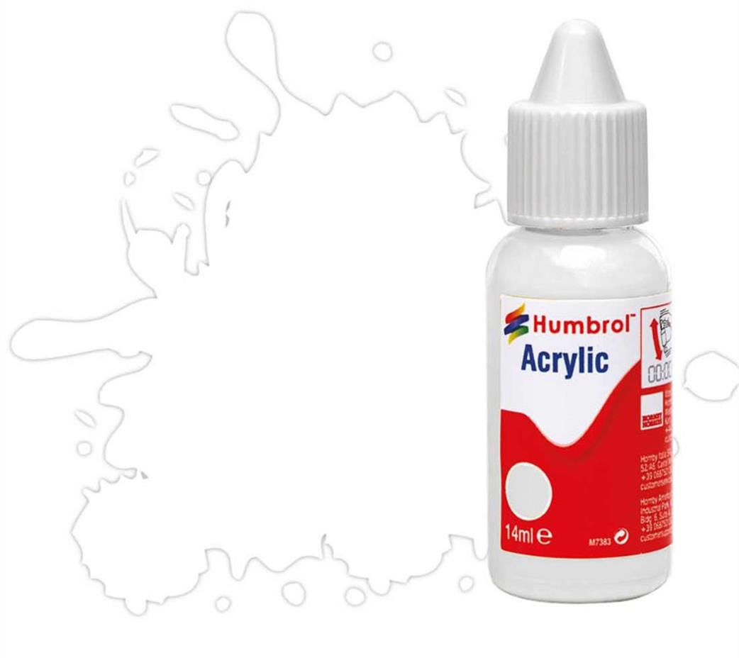 Humbrol  DB0022 22 Gloss White 14ml Acrylic Paint Dropper Bottle