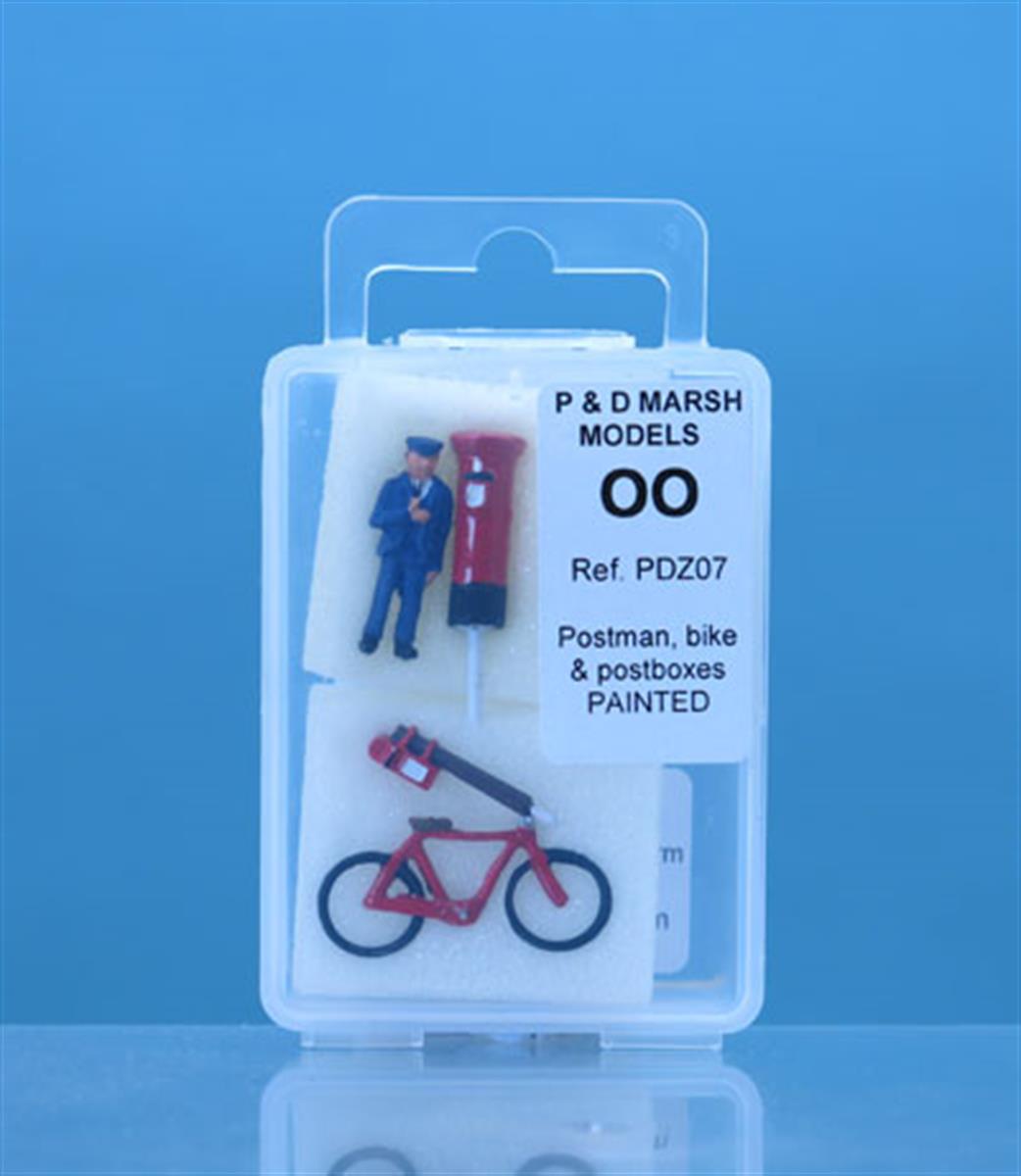 P D Marsh OO Z7 Postman, Bike & Postboxes Painted