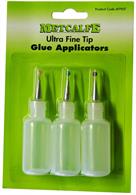 Pack of 3 small glue models with fine metal applicator tips designed to leave a thin line of adhesive on parts to be glued.Designed for use with PVA type card/wood glues.