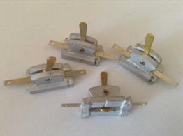 Pack of 4 single non-locking levers with a variable throw of up to 4.75mm. (3/16th. inch)Can be used singly or grouped together, attached directly to a point tie bar or connected remotely using the Mercontrol  wire-in-tube system.Fix securely with pins or small screws through slots at each end.Stock - Will be supplied from larger packs when needed.