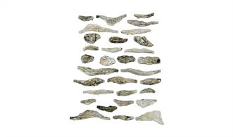 Precast plaster and hand-painted. Each rock is unique. Use Creek Bed rocks to model dry creek beds or to set prior to pouring Realistic Water™ for creeks, rivers and streams and other waterways.31 rocks/1 3/8" - 4"