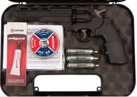 Crosman Vigilante complete with x5 Co2 bulbs, A tin of pellets, Some Lubricant and a Pistol case.