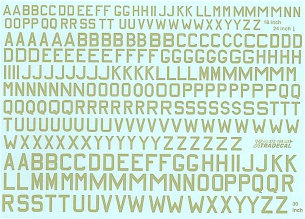 XtraDecal  X72189 RAF Sky Code Letters 18,24, and 30