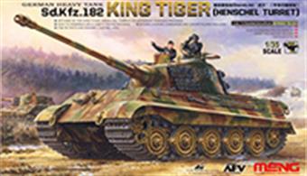 Meng TS-031 1/35 Scale German King Tiger Sd.Kfz.182 Tank with Henschel TurretDimensions - Length 290mm Width 108mm.