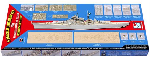 For use with the Trumpeter 05358 Bismarck KitIncludes Wooden Deck, 6 large frets of photo-etch parts, metal &amp; resin parts