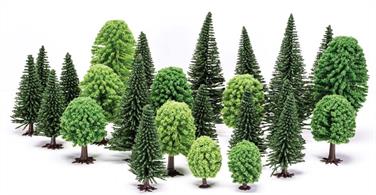 Hornby R7201 is a pack of 20 5-14cm Mixed Deciduous and Fir Trees
