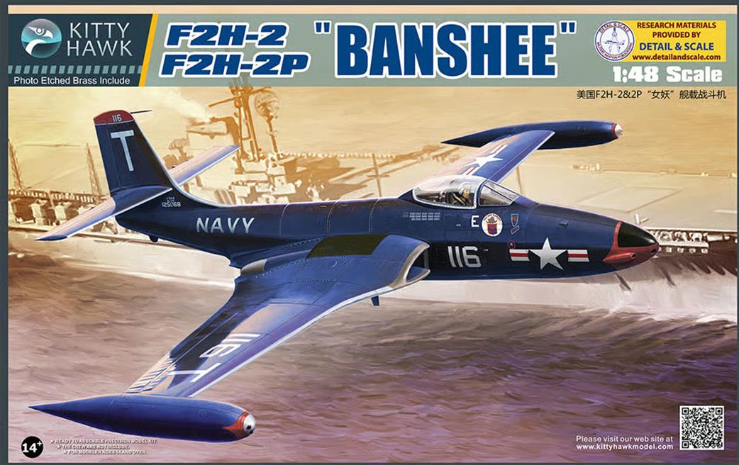 Kitty Hawk 1/48 80131 Mcdonnell F2H-2 Banshee US Navy Plastic Kit