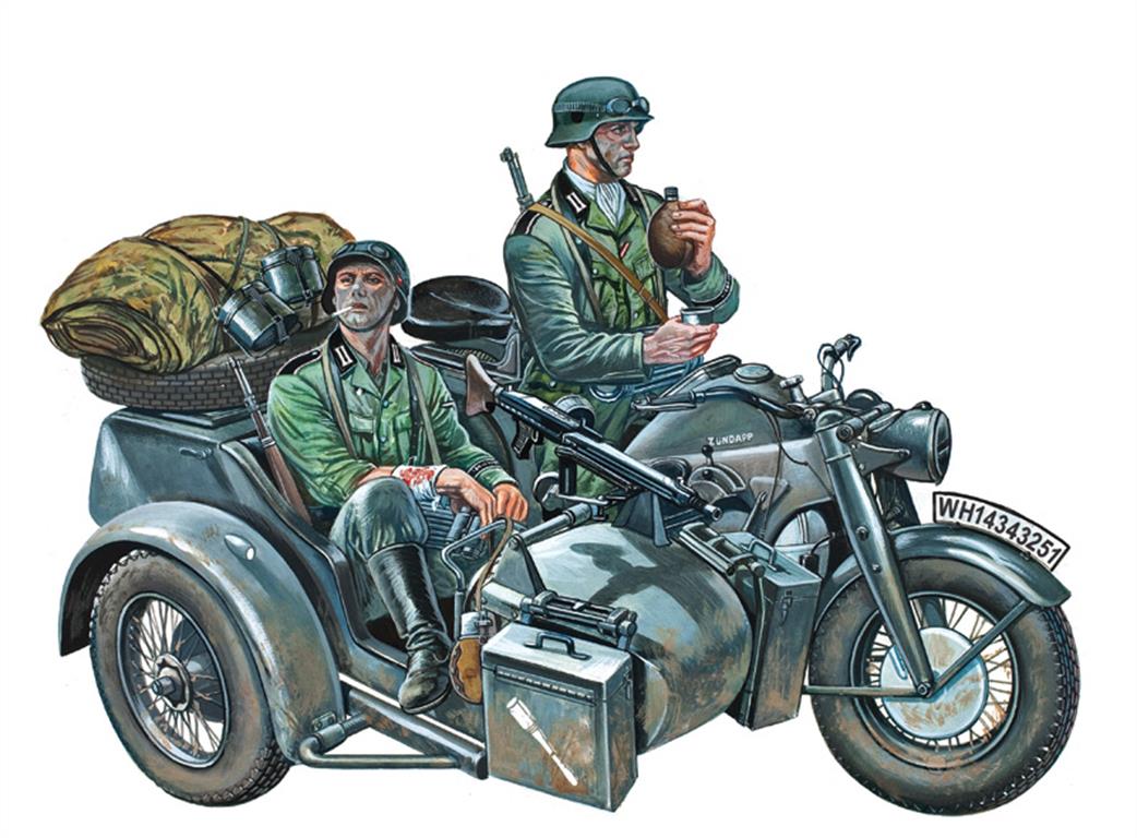 Italeri 1/35 317 German Zundapp KS750 Motorcycle & Sidecar Kit