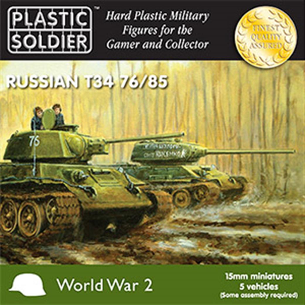 Plastic Soldier 15mm WW2V15001 Russian WW2 T34 75/85 Tank 5 Easy Assemble Kits