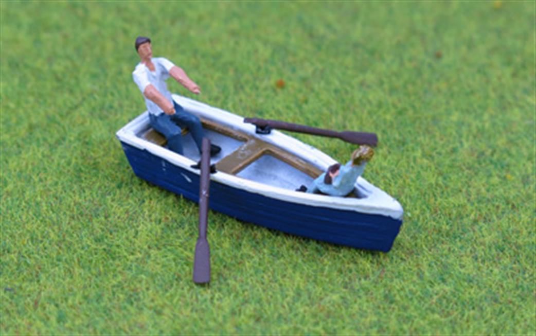 P D Marsh OO Z23 Row Boat with Man Rowing & Passenger Painted