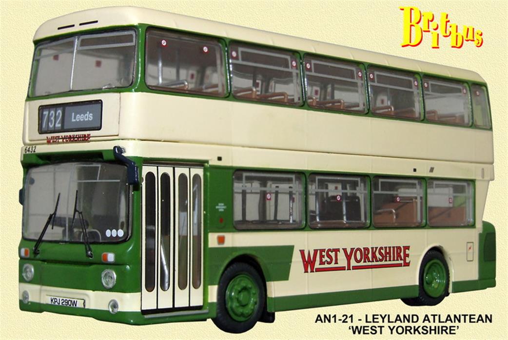 Britbus 1/76 AN1-20 Park Royal NBC West Yorkshire Allantean Double Decker Bus Model