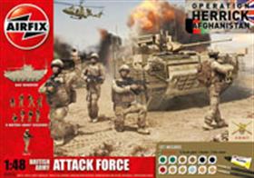 Airfix 1/48 British Army Attack Force Gift Set A50161 The Warrior comes with British Army Patrol Troops in this set to enable a diorama to be created. The contents of this can of course be added to others in the collection. to assemble and complete the model (not included)