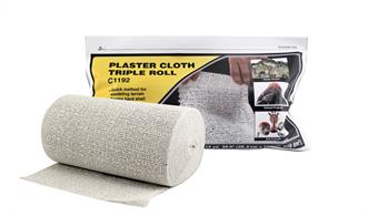 Three times as much as the regular roll! Perfect for large projects. Using Plaster Cloth is a quick, convenient and lightweight method for making durable hard shell or terrain base. Accepts Earth Colors Liquid Pigment, plaster castings and scenery materials easily. Use to fill gaps around rocks, tunnels and terrain seams.Packaged in a resealable bag.8 in x 15 yd, 30 ft2 (20.3 cm x 13.7 m, 278 dm2)