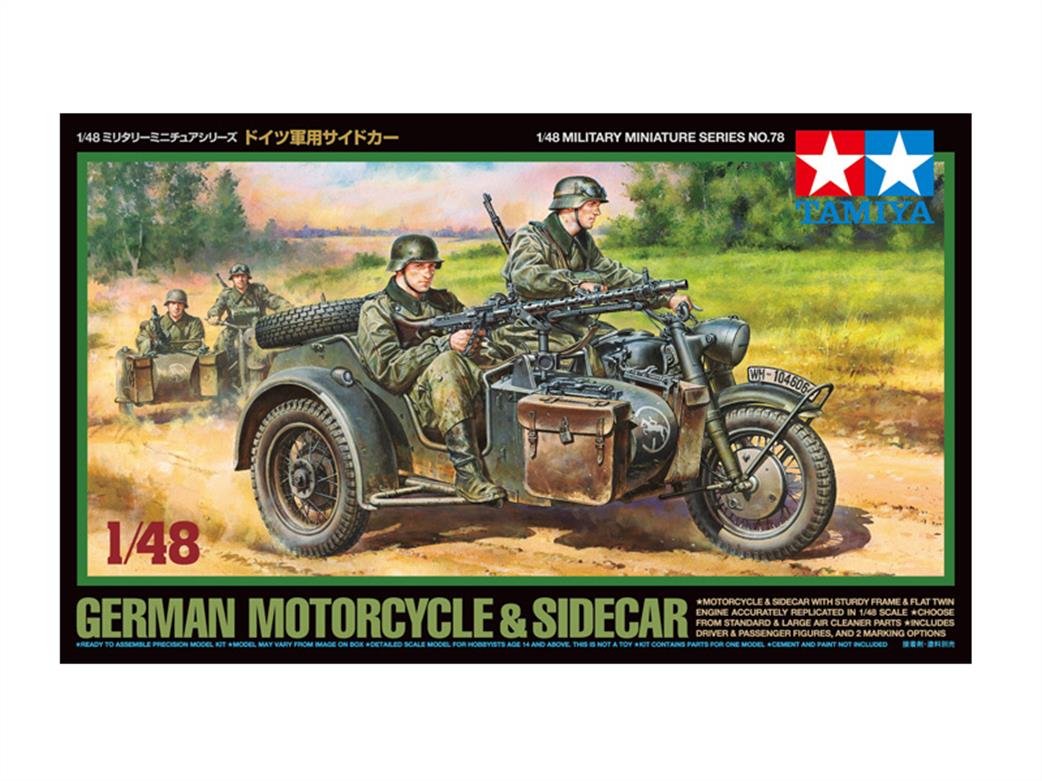 Tamiya 1/48 32578 German Motorcycle and Sidecar Plastic kit