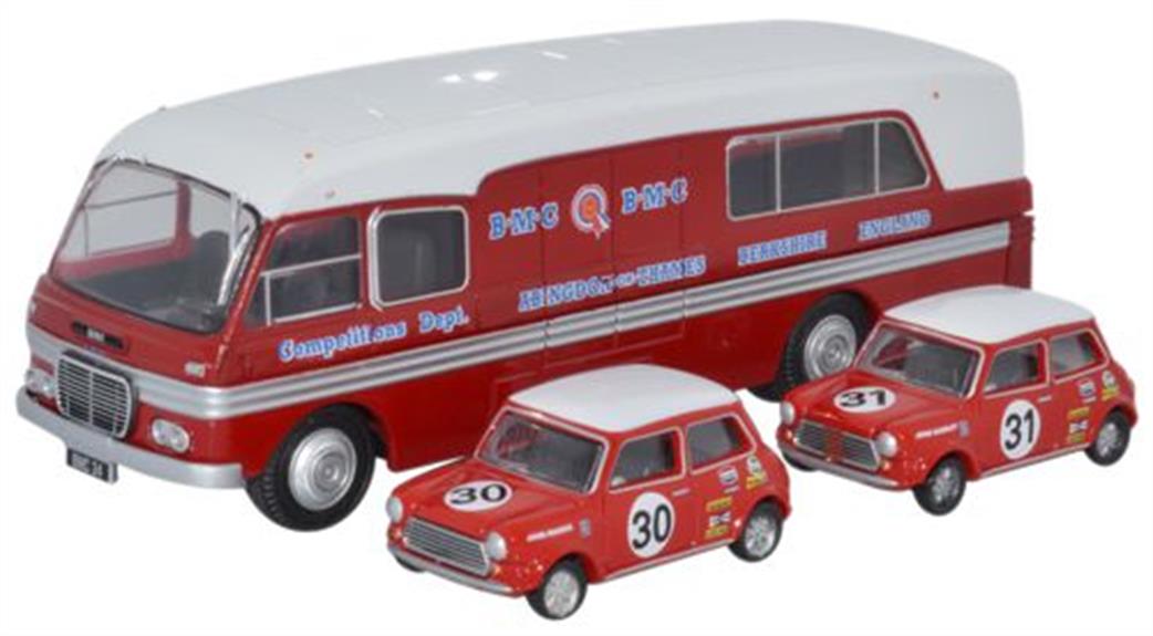 Oxford Diecast 1/76 76BMC003 BMC Car Transporter & 2 Minis Competition Dept