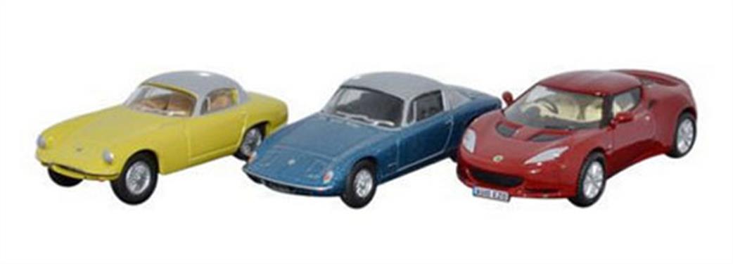 Oxford Diecast 1/76 76SET28 3 Lotus Set Elan, Elite & Evora