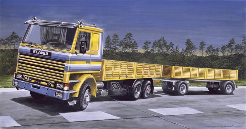 Italeri 1/24 770 Scania 142m Flat Bed Truck & Trailer Kit