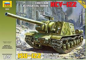 Zvezda 1/35 Soviet ISU-122 Tank Destroyer - 3534Length 135mmThis kit will assemble into a pleasing model. Comprehensive instructions are supplied.Glue and paints are required to assemble and complete the model (not included)