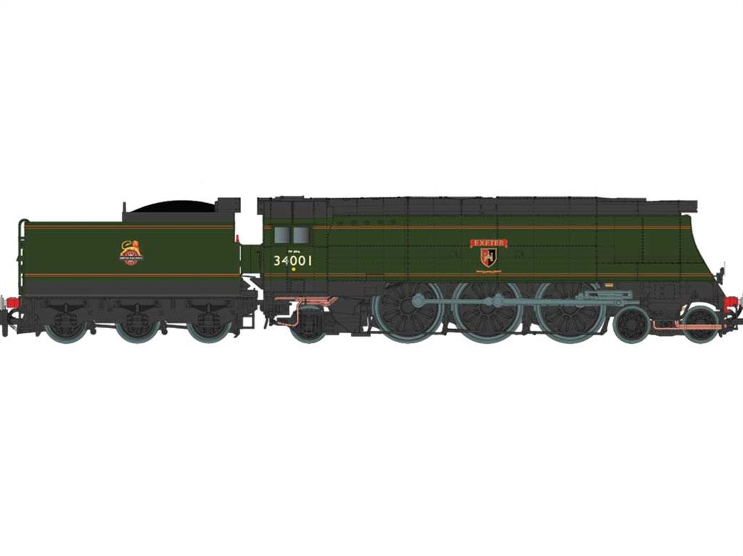 Dapol N 2S-034-006 BR 34001 Exeter Unrebuilt Bulleid West Country Class 4-6-2 Pacific BR Green Early Emblem