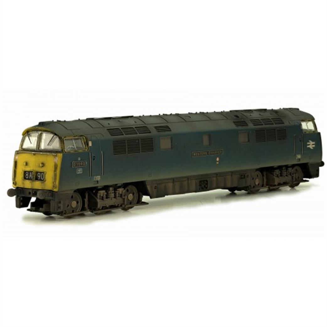 Dapol N 2D-003-010 BR D1062 Western Courier Western Class C-C Diesel Hydraulic Locomotive BR Blue Full Yellow Ends Weathered