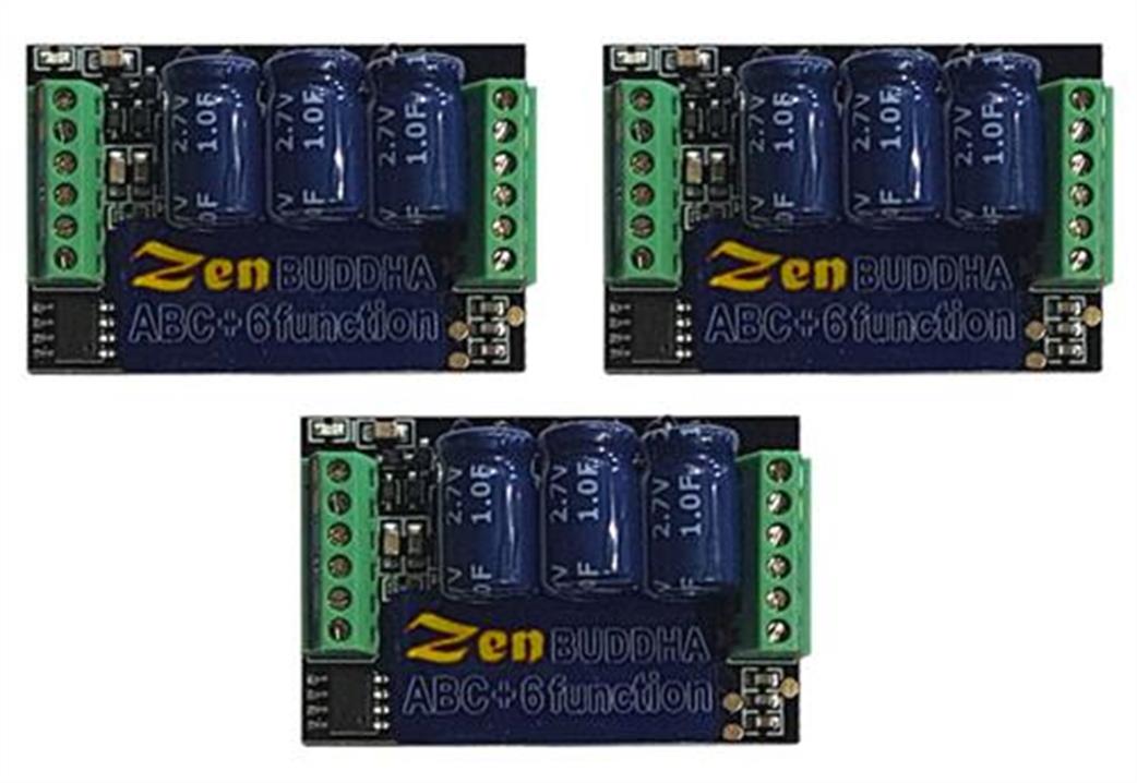DCC Concepts  DCD-ZBHP 6-3 Pack of 3 Zen Buddha V12 Black 6 Function 3 Amp Decoder with Alive