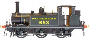 2022 announced batch of ex-LB&amp;SCR Terriers.Model of Southern Railway ex-LBSCR class A1X Terrier B653 finished in Southern lined green livery.DCC and Sound Fitted