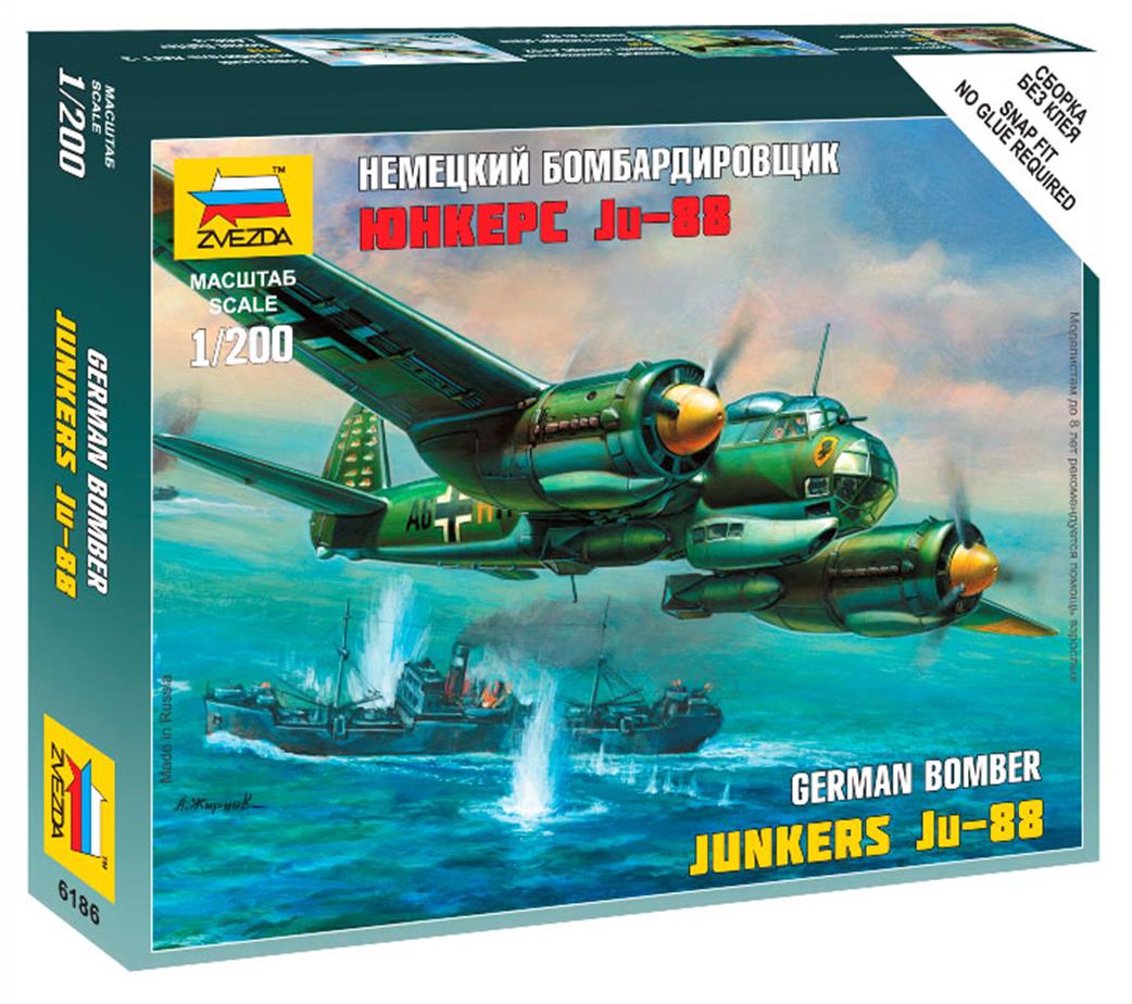 Zvezda 6186 German Junkers Ju-88A4 Art of Tactic Aircraft Kit 1/200